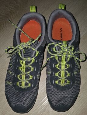 Merrell Men's Gray Athletic Shoes with Lime Accents